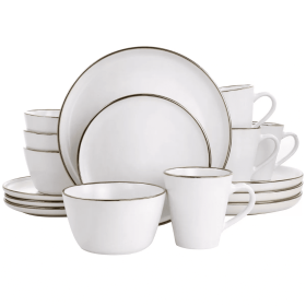 16pc Arthur Stoneware Dinnerware Set with Rim Matte White