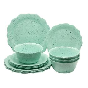 Juliette 12-Piece Melamine Dinnerware Set, Teal