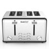 Toaster 4 Slice;  Geek Chef Stainless Steel Extra-Wide Slot Toaster with Dual Control Panels of Bagel/Defrost/Cancel Function(Sliver-Black)