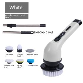 Dual-purpose Brush Handheld Strong Cleaning Gadget (Option: White 6 Heads-English Manual)