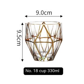 Golden Trim Gold Line Wine Glass Whiskey Decoration Cup (Option: Gold Painting No 18 Cup 330ml)