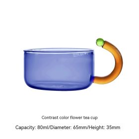 Creative Contrast Color High Temperature Resistant Glass Teapot (Option: Blue Cup 80ml)