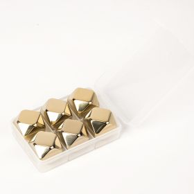 Stainless Steel Ice Cube Rhombus Quick-frozen Cold Wine (Option: Gold 6 Tablets)