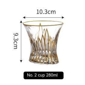 Golden Trim Gold Line Wine Glass Whiskey Decoration Cup (Option: Gold Painting 11 No Cup 280ml)