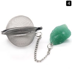 Natural Raw Gemstone Filter Ball Stew Ingredients Ball Stainless Steel Tea Filter (Option: Green Aventurine)