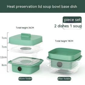 Multi-layer Dish Cover Heat Preservation Kitchen Cover Dining Table Leftover Storage Box Transparent Stack Cooking Hood Steamer (Option: B-Green)