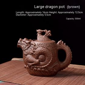 Purple Sand Dragon And Phoenix Pot Kung Fu Teapot (Color: Brown)