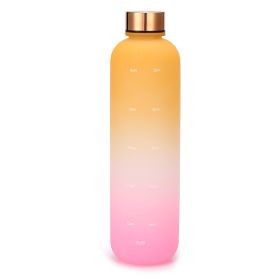 Portable Travel Student Fashion Frosted Gradient Plastic Cup (Option: Gold Cover Yellow Pink-1L)