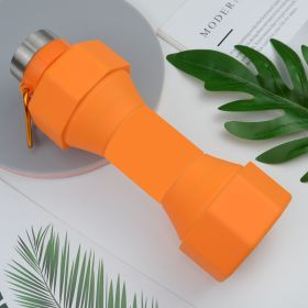 Large Capacity Sports Silicone Water Bottle Creative Foldable Fitness Dumbbell Shape (Option: Orange-650ml)