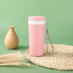 Plastic Wheat Straw Water Cup (Option: Pink-301 400ml)