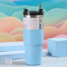 Stainless Steel Vacuum Cup Outdoor Portable Vehicle-mounted Cup With Straw (Option: Lake Blue-20oz)