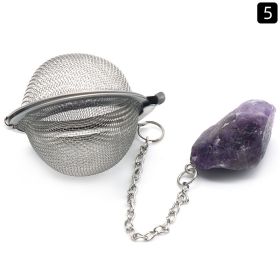 Natural Raw Gemstone Filter Ball Stew Ingredients Ball Stainless Steel Tea Filter (Option: Deep Amethyst)