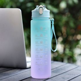 Large Capacity Sports Plastic Scale Water Bottle Portable Sports Bottle Portable Drinking Cup With Straw (Option: Green-900ml)