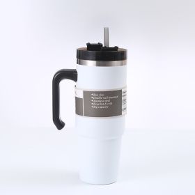 Cup Car With Handle Straw Cup (Option: White-30oz)