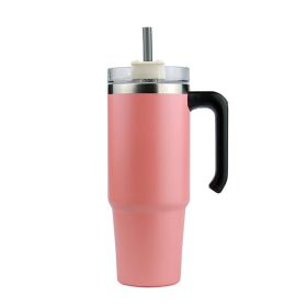 30oz 20oz Handle Vacuum Thermal Mug Beer Cup Travel Car Thermo Mug Portable Flask Coffee Stainless Steel Cups With Lid And Straw (Color: Nordic Powder, Capacity: 600ml)