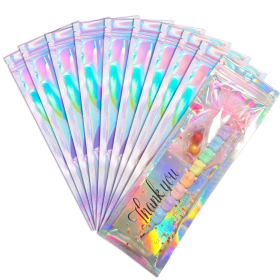 Smell Proof Bags & Resealable Foil Pouch Bag [100 PCS ] Great for Party Favor Food Storage (Holographic Color, Multiple Size) (size: 2.4x9)