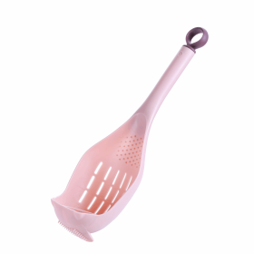 1pc Colander Spoon - Scoop Colander, Plastic Large Soup Strainer Spoon, Strainer Slotted Spoon Kitchen Utensil With Long Handle - Kitchen Supplies (Color: Pink)