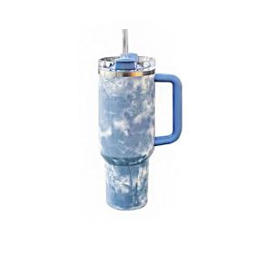 40oz Handle Stainless Steel Vacuum With Straw Car Vacuum Cup (Option: Tie Dyed Blue-40oz)