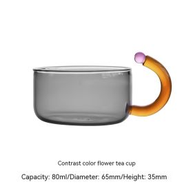 Creative Contrast Color High Temperature Resistant Glass Teapot (Option: Gray Cup 80ml)