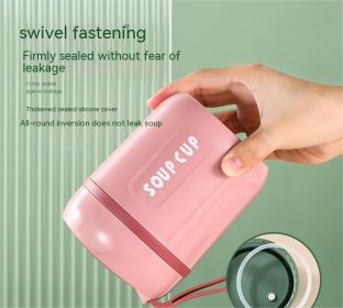 Stainless Steel Sealed Mini Vacuum Cup With Spoon (Option: Pink-600ml)