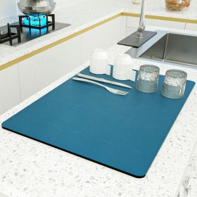 PU Leather Kitchen Countertop Draining Bar Table Insulation Bowl Plate Pot Absorbent Bathroom Mat (Option: Navy Blue-40x60)